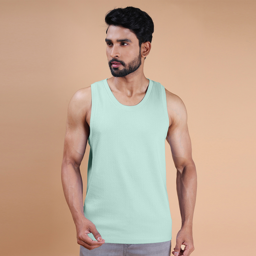 COLORS 1104 MEN'S SLEEVELESS JACQUARD TEE PACK OF 1