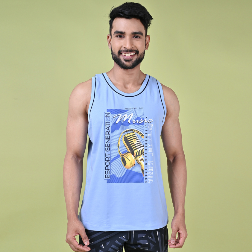 COLORS 1102 PLAYSURE COLLECTION MEN' PRINTED SLEEVELESS T-SHIRT PACK OF 1