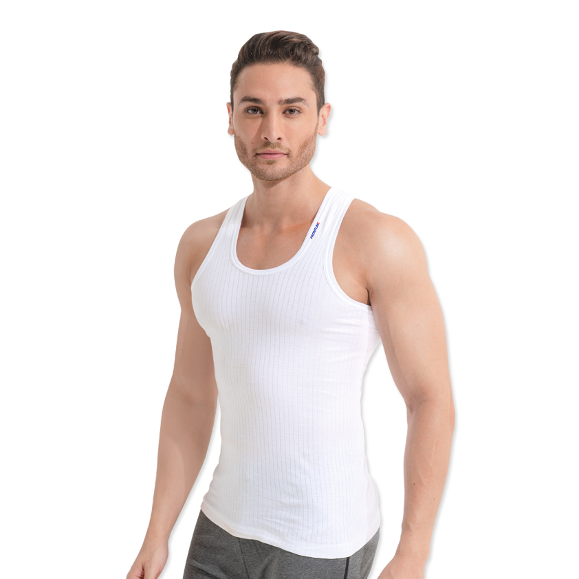 FRONTLINE XING ROUND NECK VEST WHITE PACK OF 1