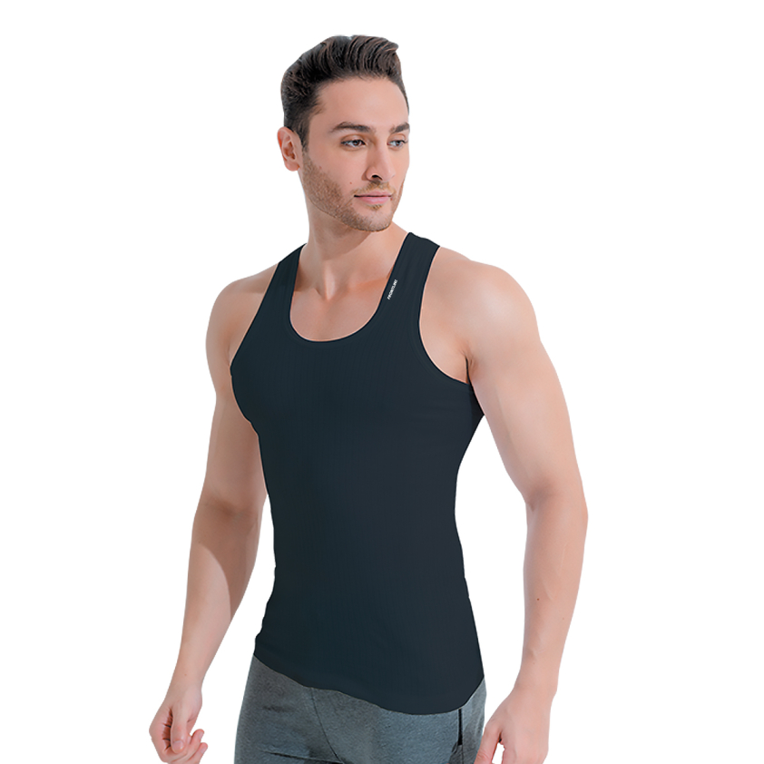 FRONTLINE XING ROUND NECK VEST  BLACK PACK OF 1