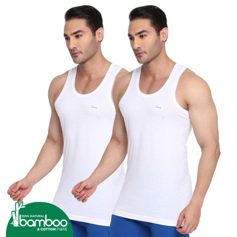 COLORS 201 ALASKA ROUND NECK MEN'S VEST WHITE PACK OF 2