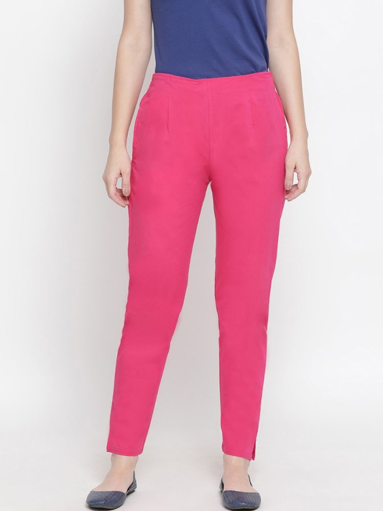 Buy Cadila Women Cotton Lycra Blend Solid cigaratte Pants | Women Kurti  Pants Baby Pink at Amazon.in