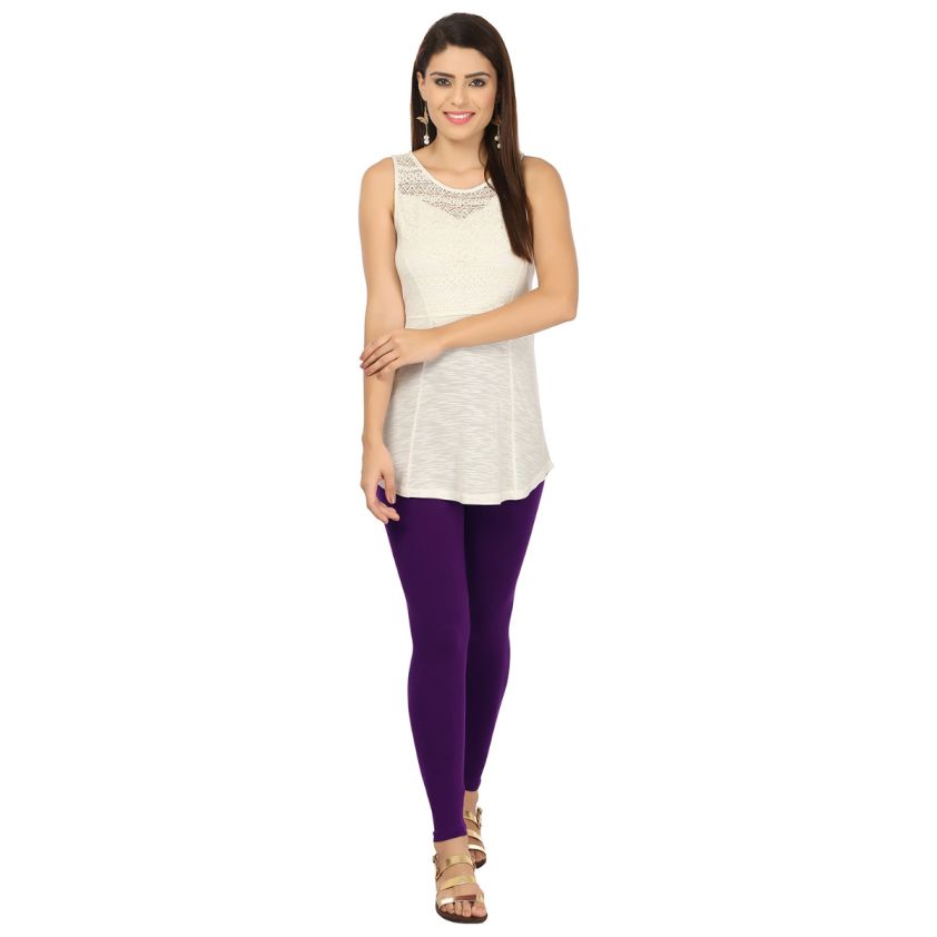 Vami Women's Cotton Stretchable Churidar Legging - Beetroot Purple – BONJOUR
