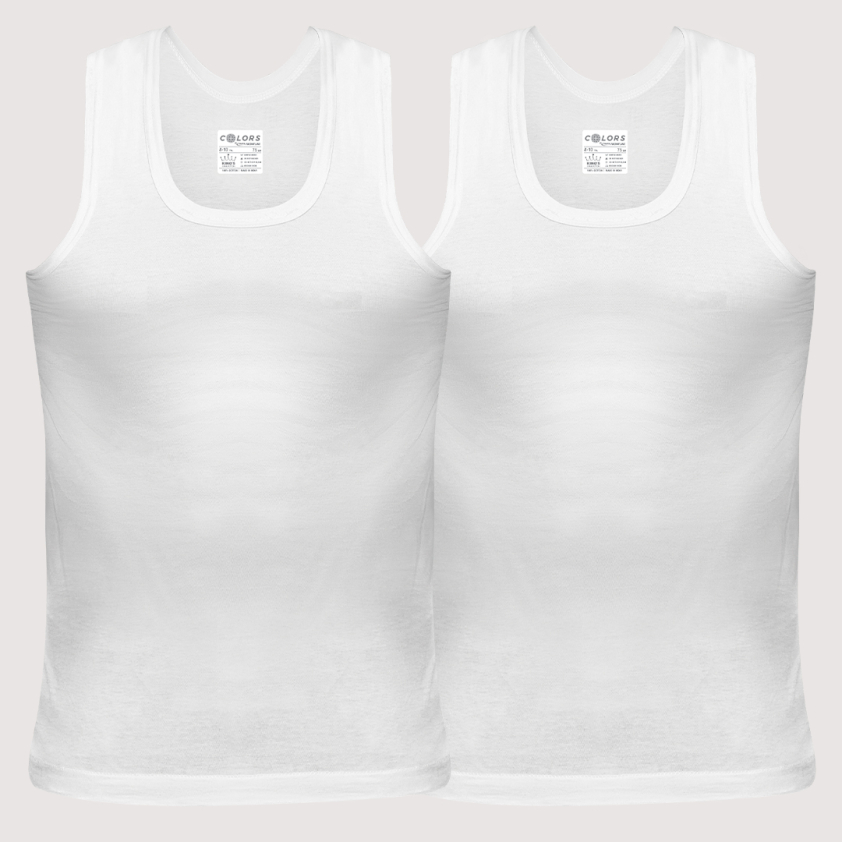 COLORS 215 KING'S COLLECTION  JUNIOR VEST WHITE PACK OF 2