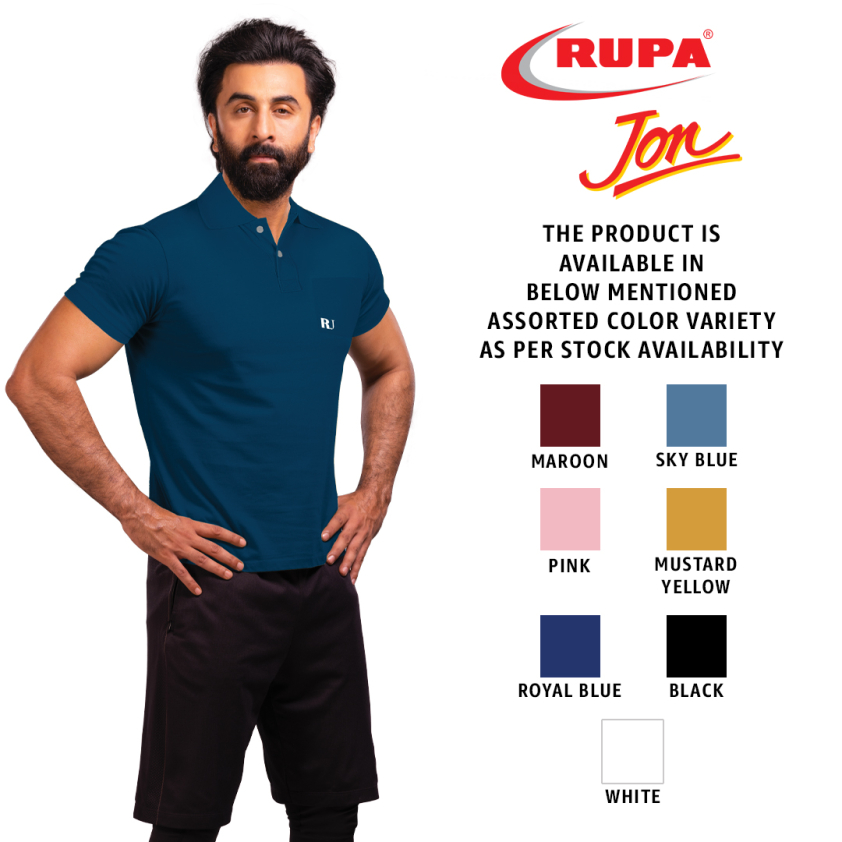 RUPA JON RJ201 MEN'S PLAIN POLO T-SHIRT ASSORTED PACK OF 1